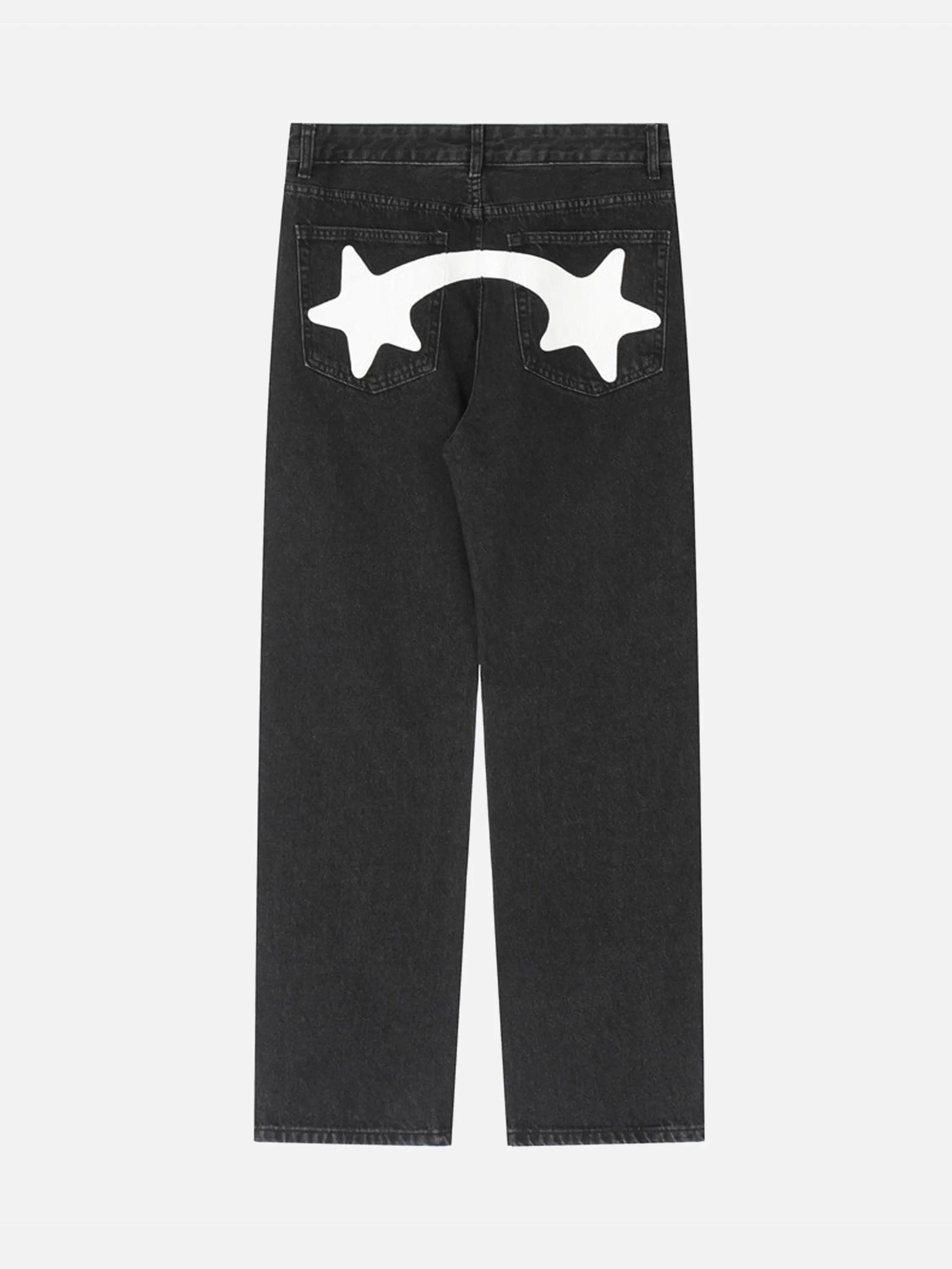 1984 Lightning Pentagram Print Straight Jeans - 1922