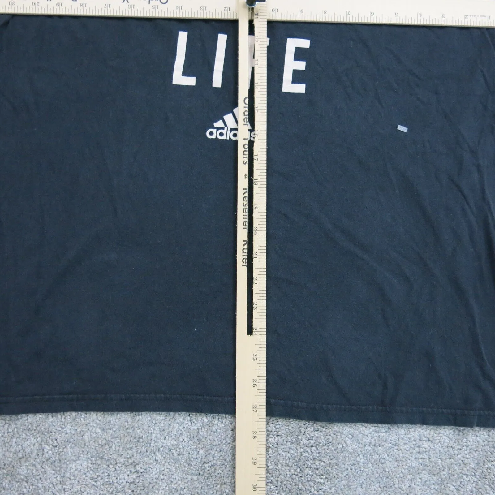 Adidas Men's Pullover T-Shirt Short Sleeve Three Stripe Life Black Size Large