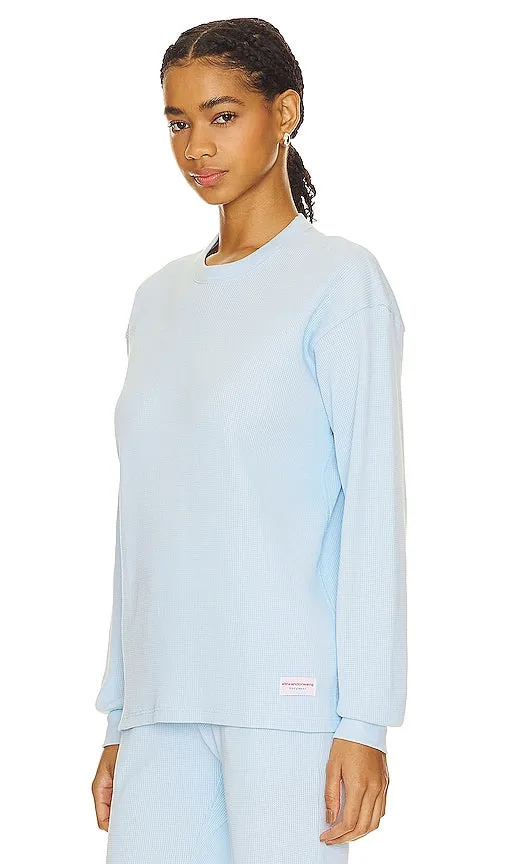 Alexander Wang Waffle Crew Neck Longsleeve in Baby Blue