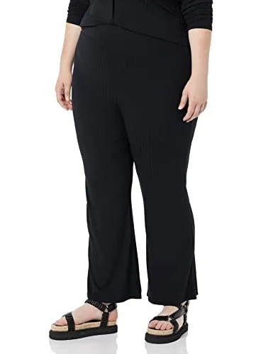 Amazon Essentials Women's Wide Rib Flared Ankle Pant (Previously Daily Ritual), Black, X-Small