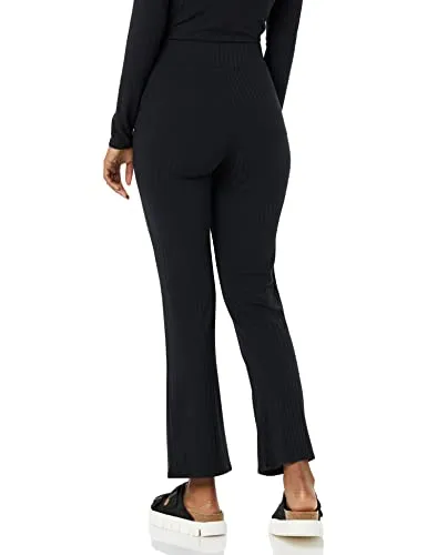 Amazon Essentials Women's Wide Rib Flared Ankle Pant (Previously Daily Ritual), Black, X-Small