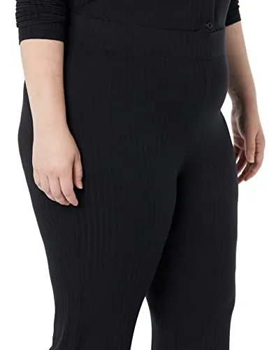 Amazon Essentials Women's Wide Rib Flared Ankle Pant (Previously Daily Ritual), Black, X-Small