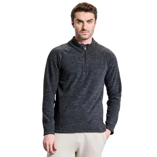 Boldfit Sweatshirt for Men Half Zipper Mens Sweatshirts Light Fleece Winter Wear for Men Thermal Pullover for Men Anti-Pilling Fleece Sweatshirts for Men Soft Feel Sweat Shirt - Aero BlueMelange S
