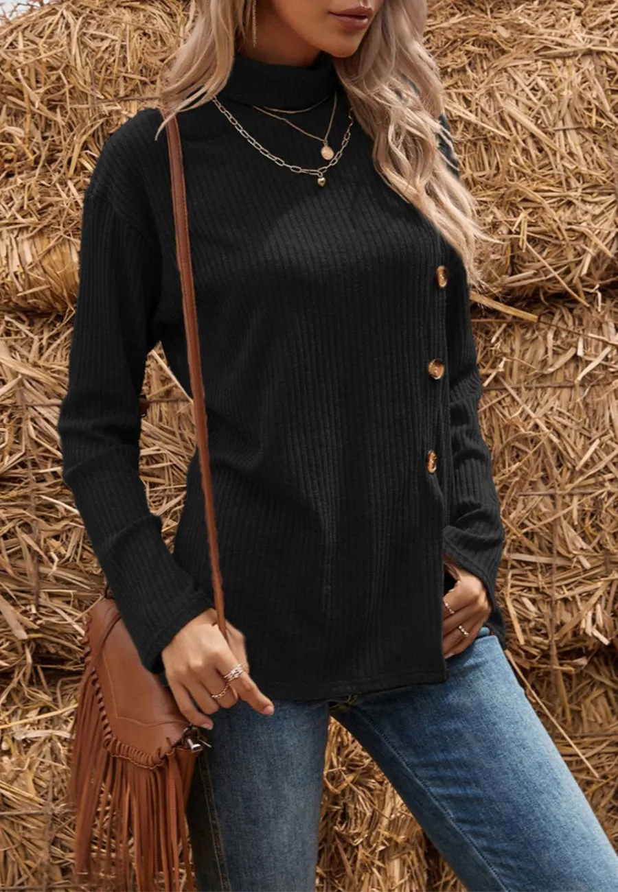Contrast Side Button Detail Sweater