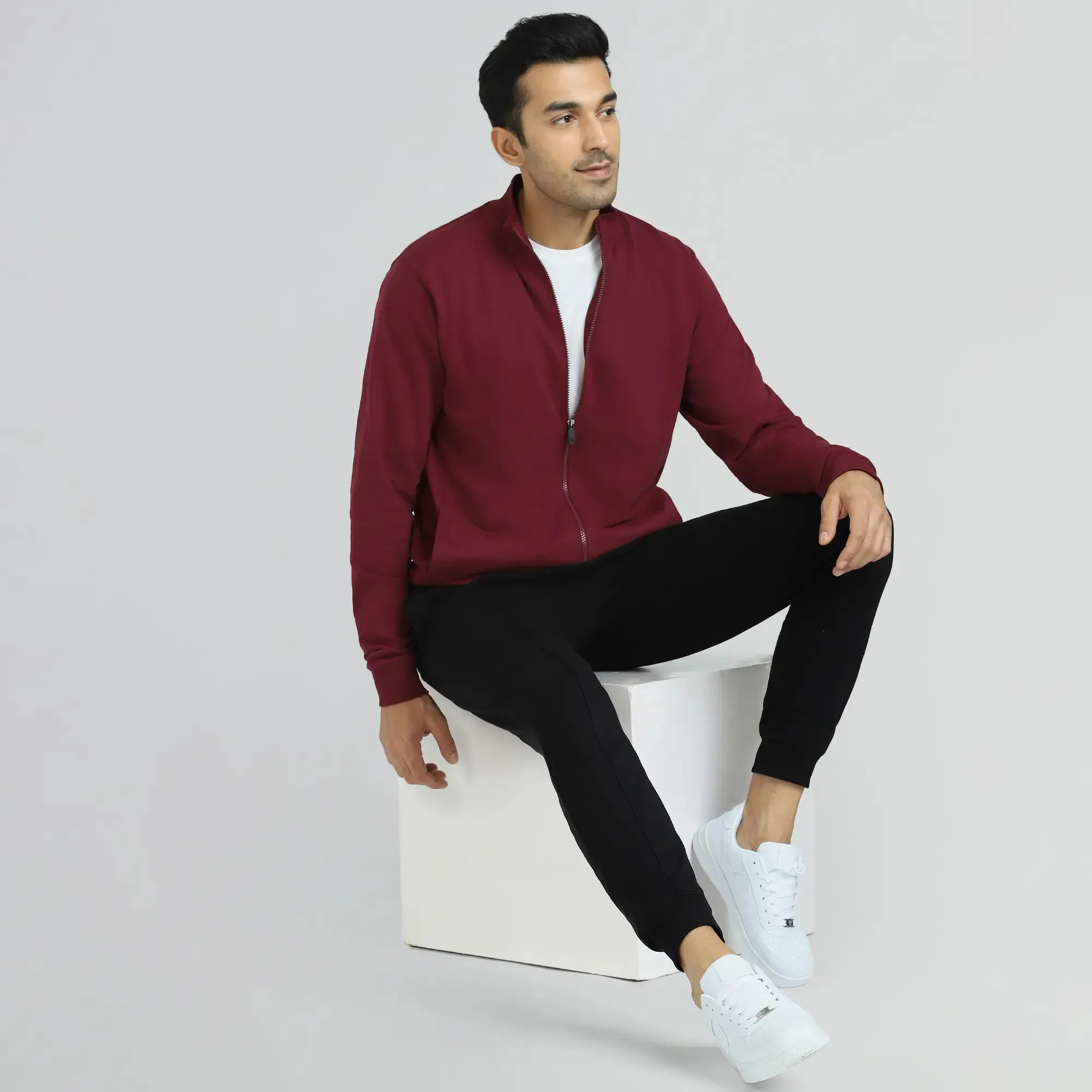 Cruze French Terry Cotton Zip Ups Auburn Red