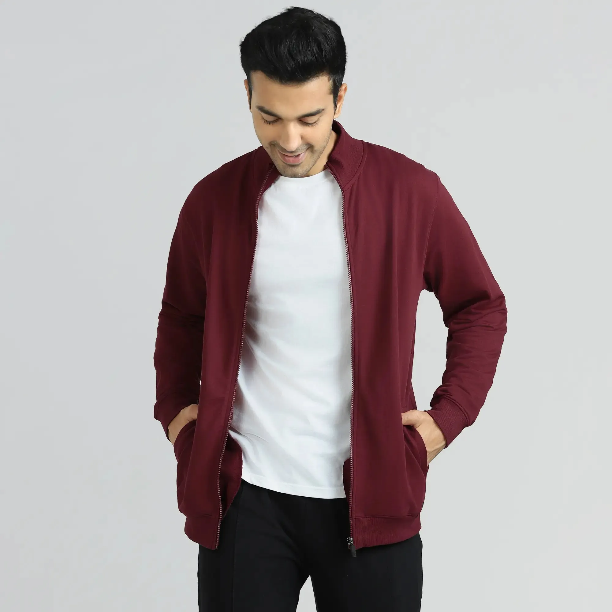 Cruze French Terry Cotton Zip Ups Auburn Red