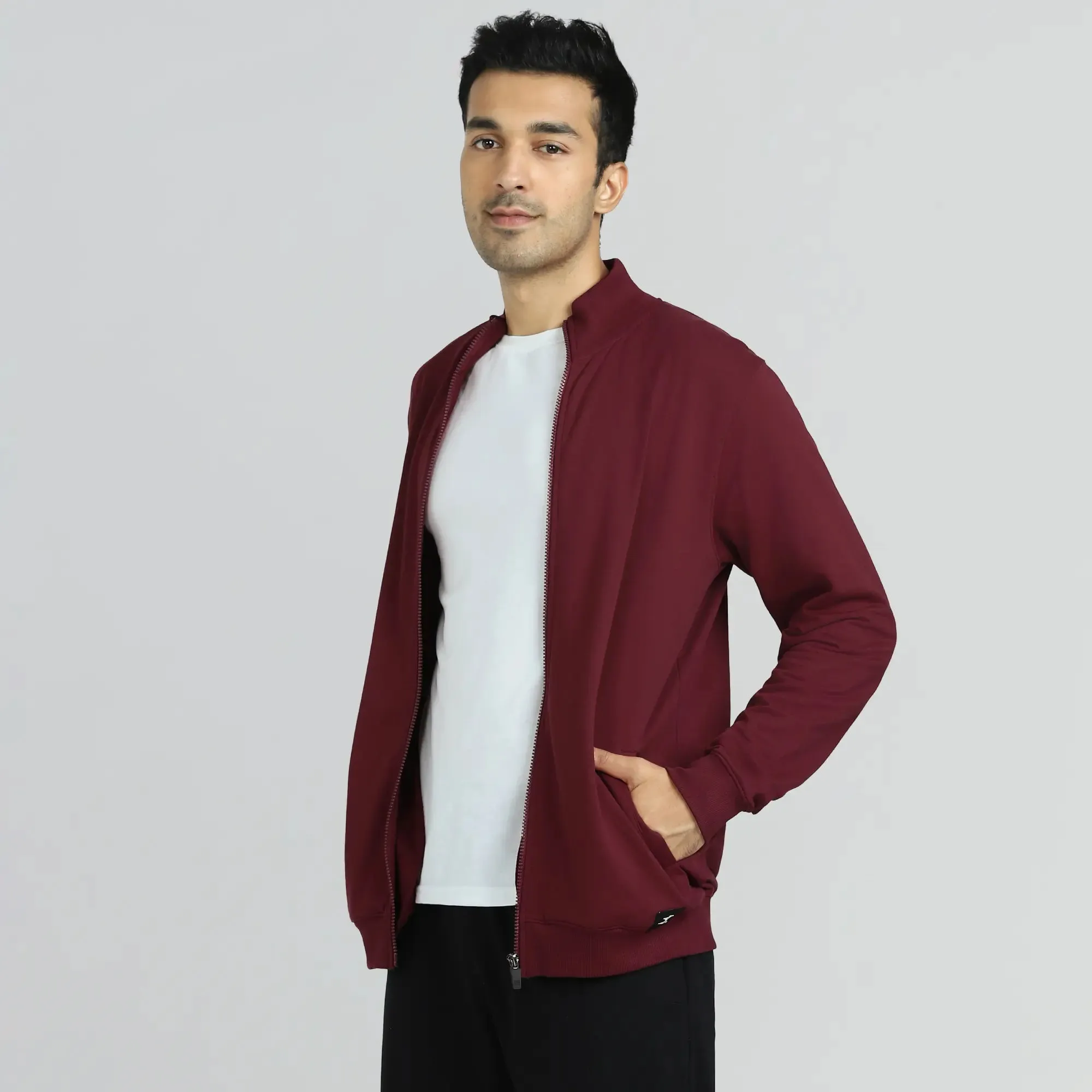 Cruze French Terry Cotton Zip Ups Auburn Red