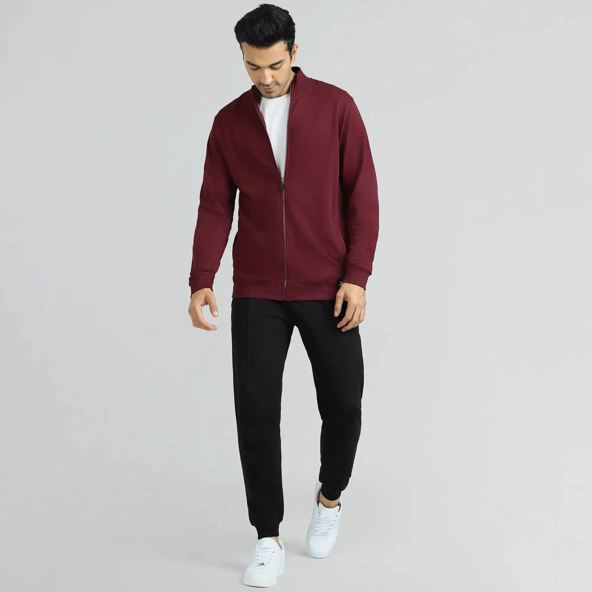 Cruze French Terry Cotton Zip Ups Auburn Red