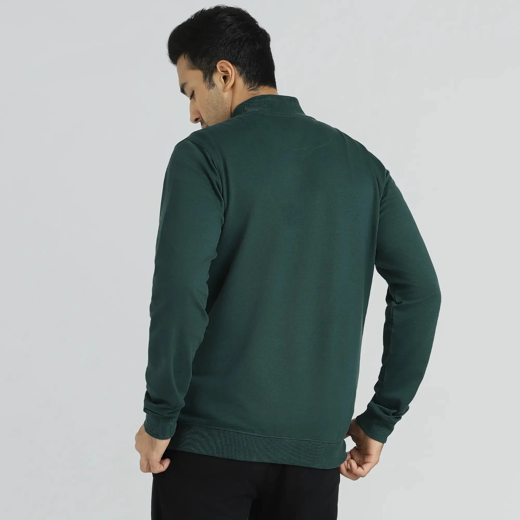 Cruze French Terry Cotton Zip Ups Forest Green