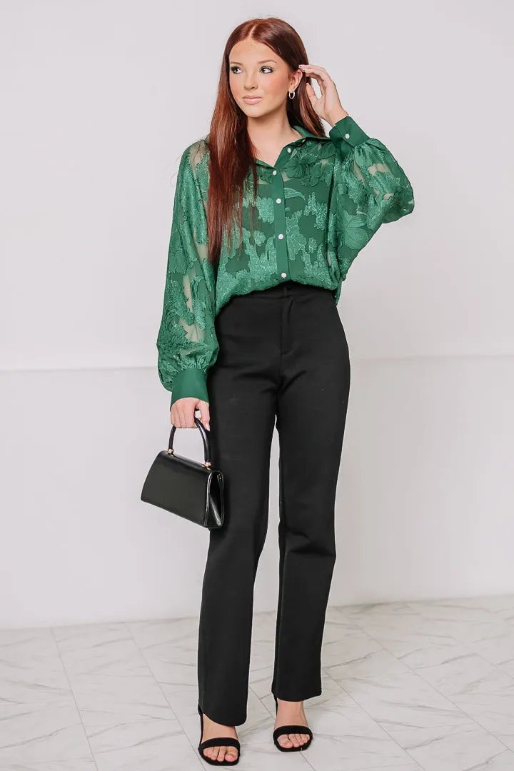 Draped In Lace Button Up Top