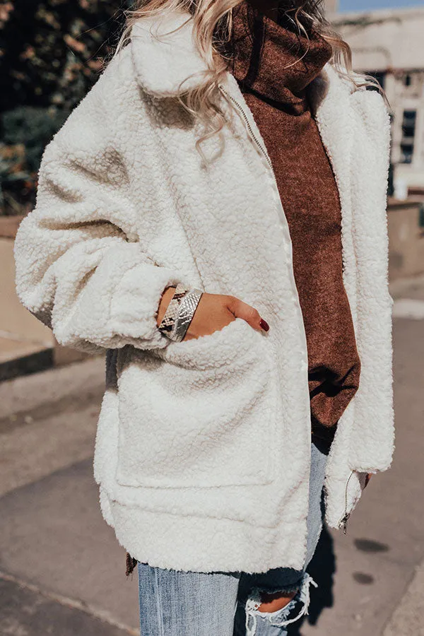 Full Of Cuddles Sherpa Jacket In White