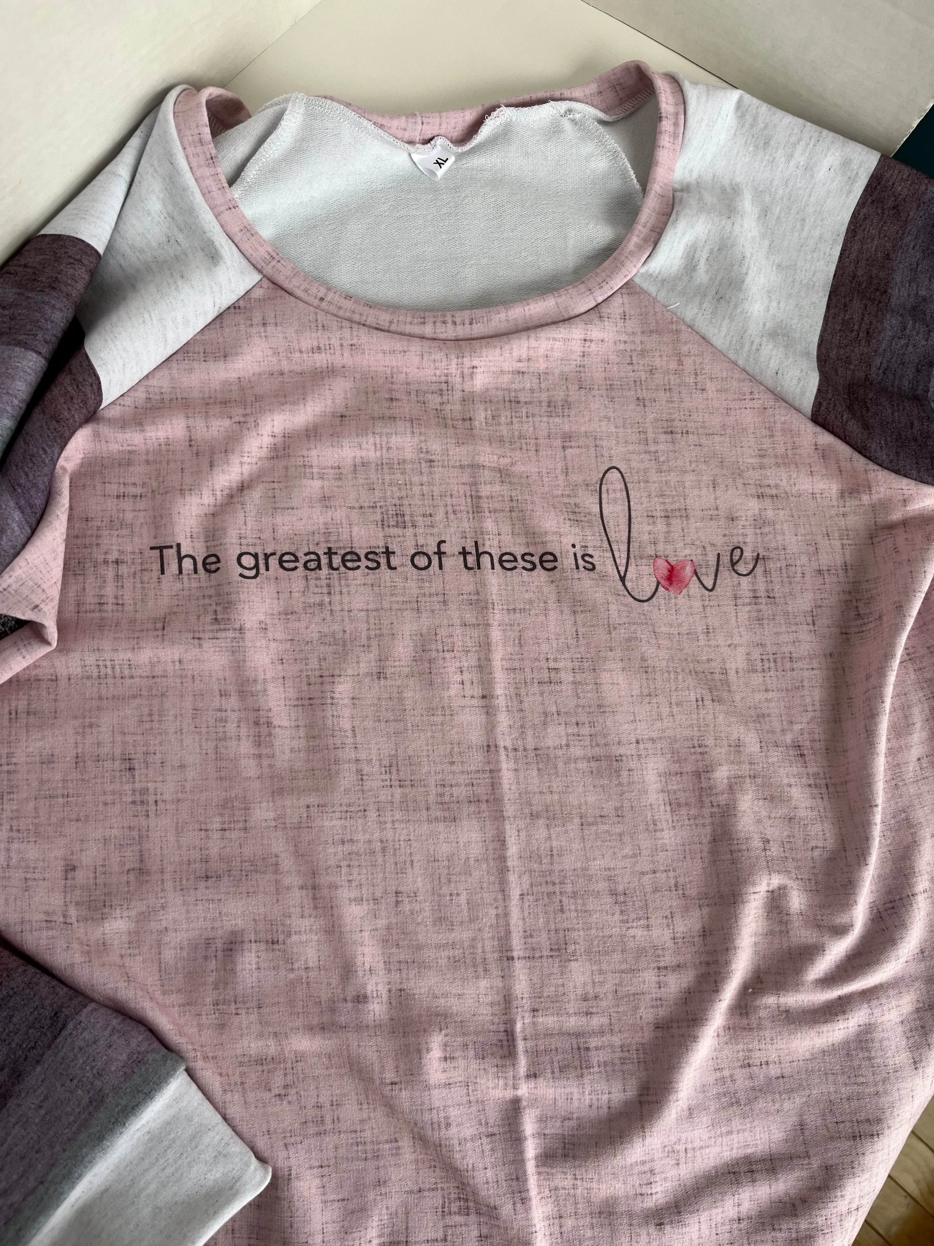 Handmade Valentine Love Quote Ladies Sweatshirt Bamboo Cotton French Terry