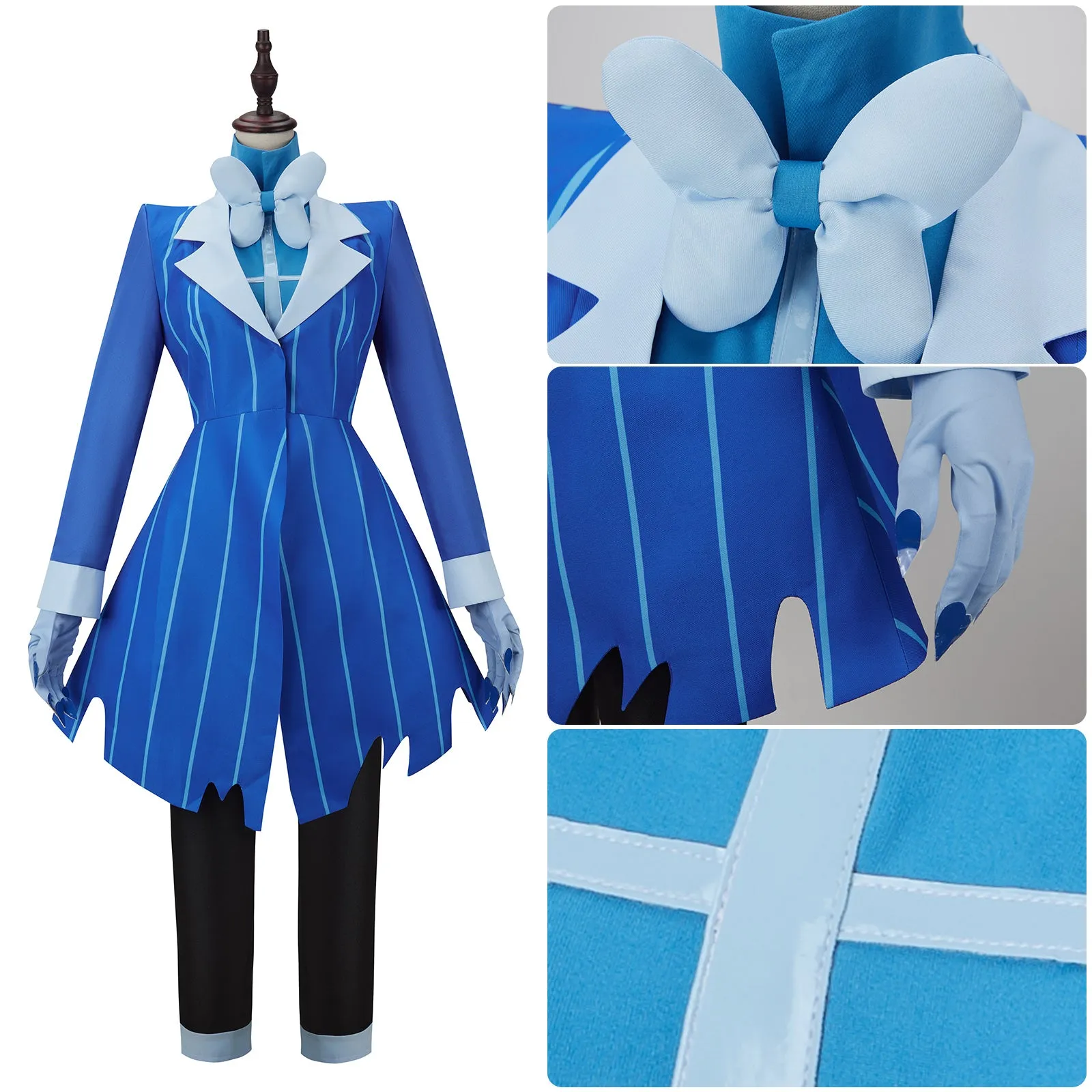 Hazbin Hotel Alastor Cosplay Costume Blue Tailcoat Evening Dress Performance Attire
