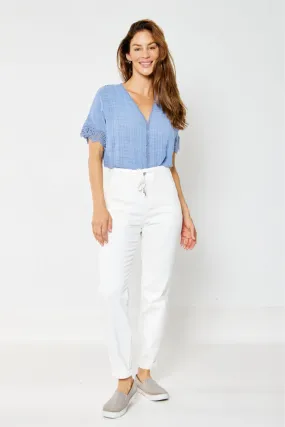 Judy Blue White Cuffed Jogger Jeans