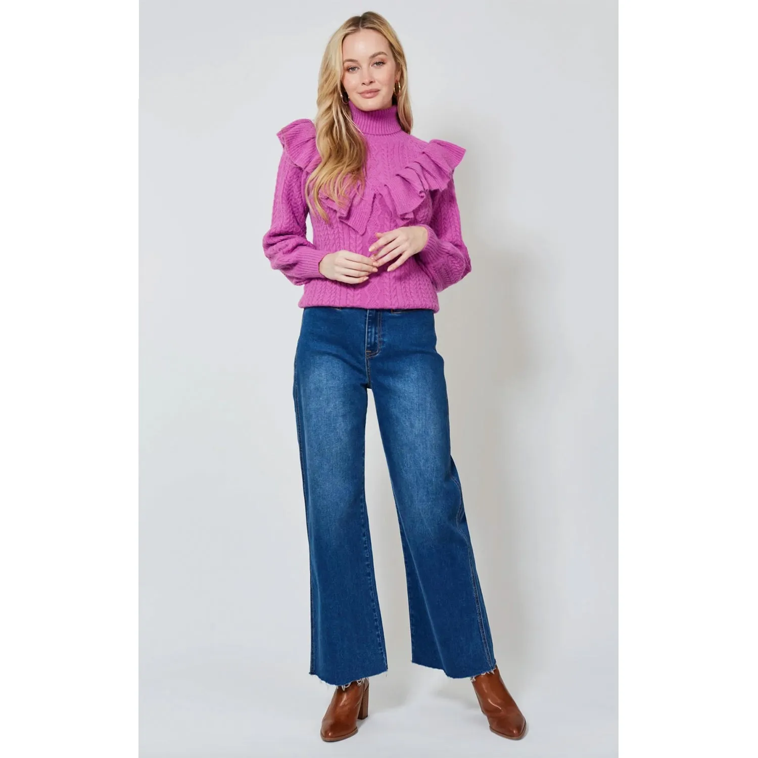Jumper Knit Romy Ruffle - Orchid