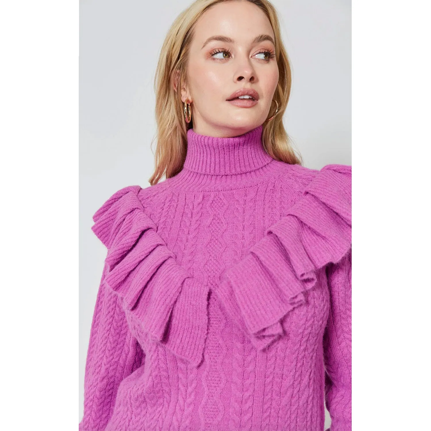 Jumper Knit Romy Ruffle - Orchid