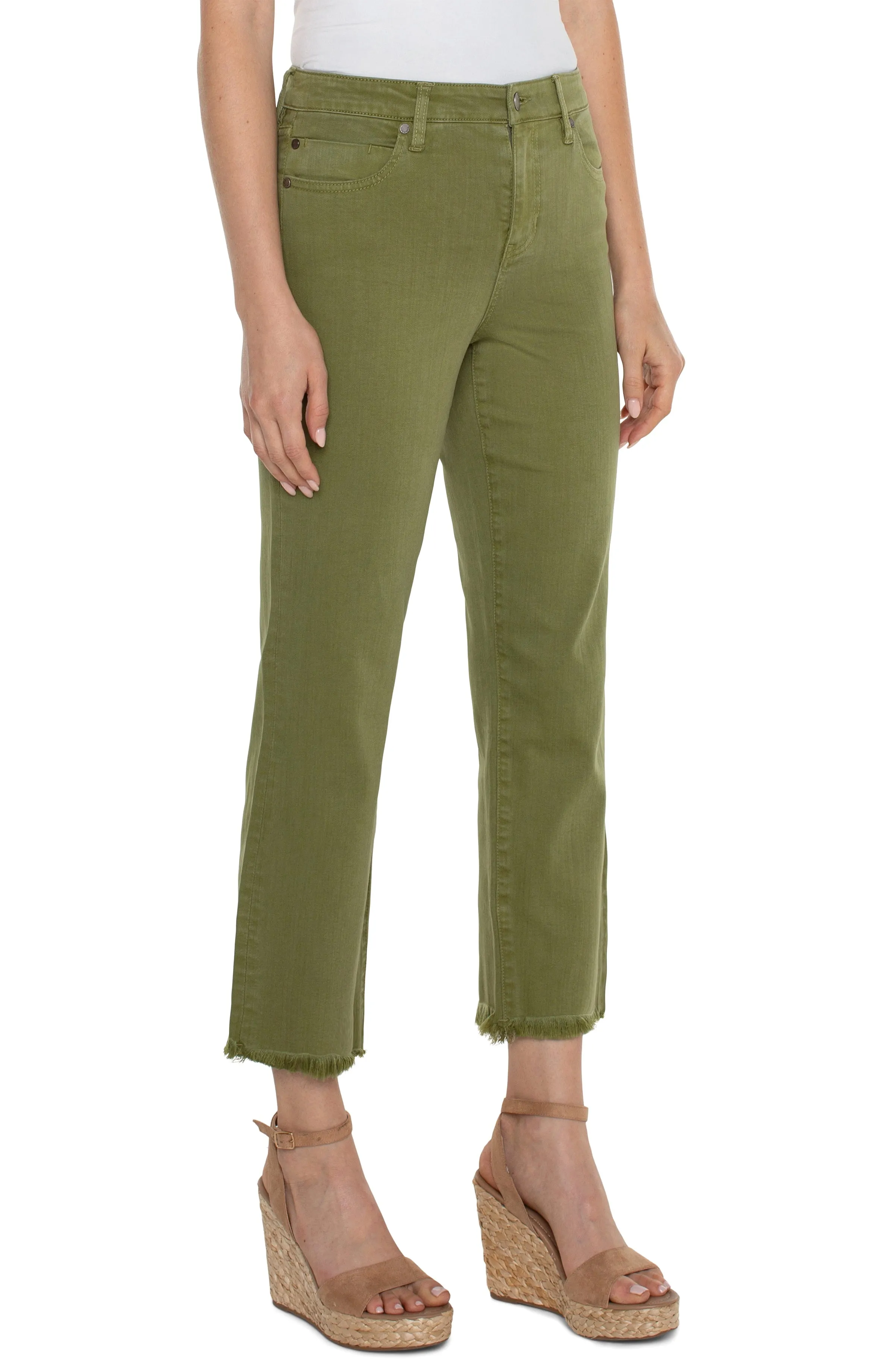 Kennedy Crop Straight Colored Jeans w Fray Hem w 27" Inseam
