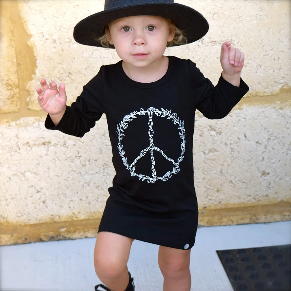 Little Lords Black Peace Raglan Dress