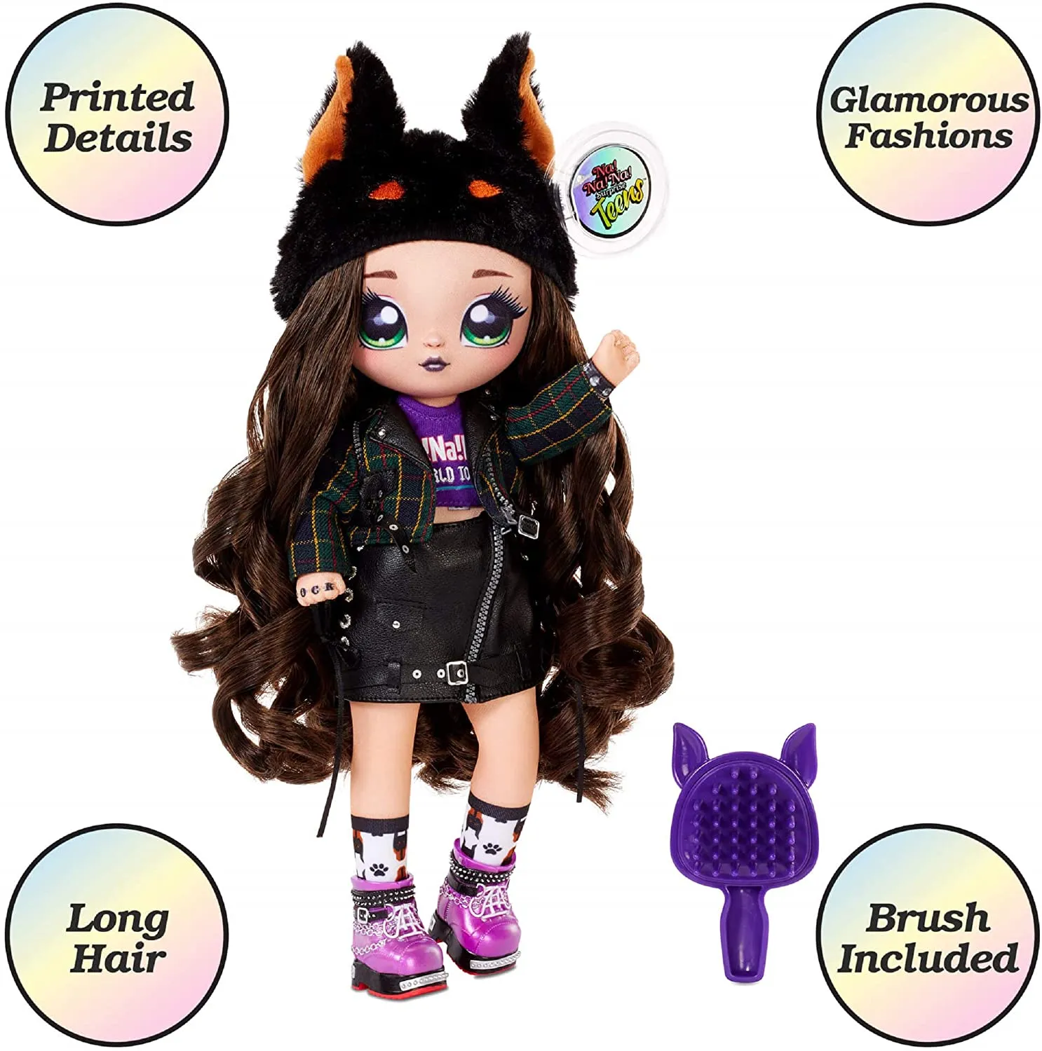 Na! Na! Na! Surprise Teens Fashion Doll – Rebel Dare, 11" Soft Fabric Doll, Dog Inspired