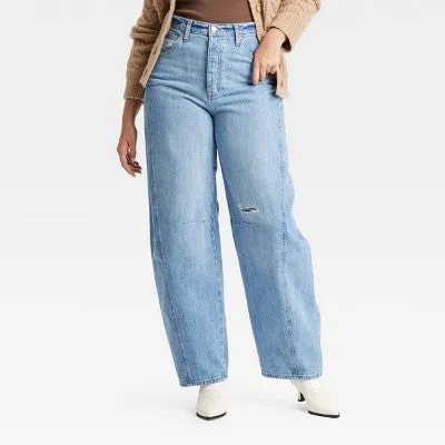 New - Universal Thread Women's Jeans Curved Leg High-Rise Relaxed Denim