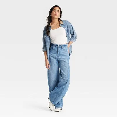 New - Universal Thread Women's Jeans Curved Leg High-Rise Relaxed Denim