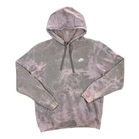 NIKE Classic Embroidered Mini Logo Bleach Tie Dye Pullover Hoodie