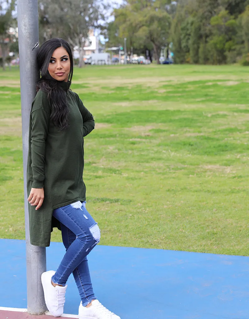 Pullover High Roll Neck Sleeve
