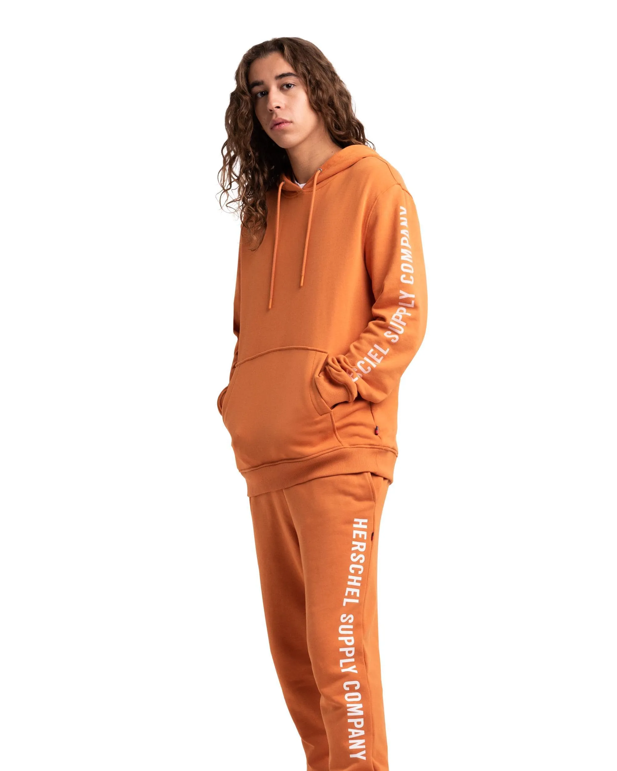 Pullover Hoodie Sleeve Print Sleeve Print Papaya/Rosewater