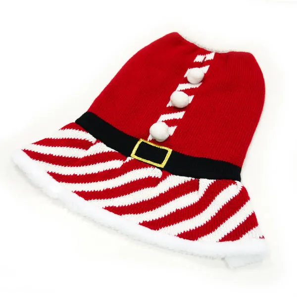 SANTA GIRL RED SWEATER DOG DRESS