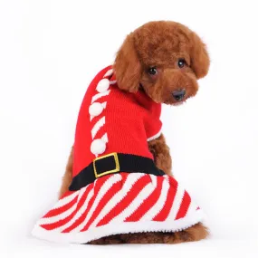 SANTA GIRL RED SWEATER DOG DRESS