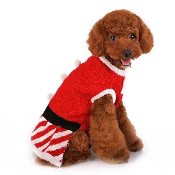 SANTA GIRL RED SWEATER DOG DRESS