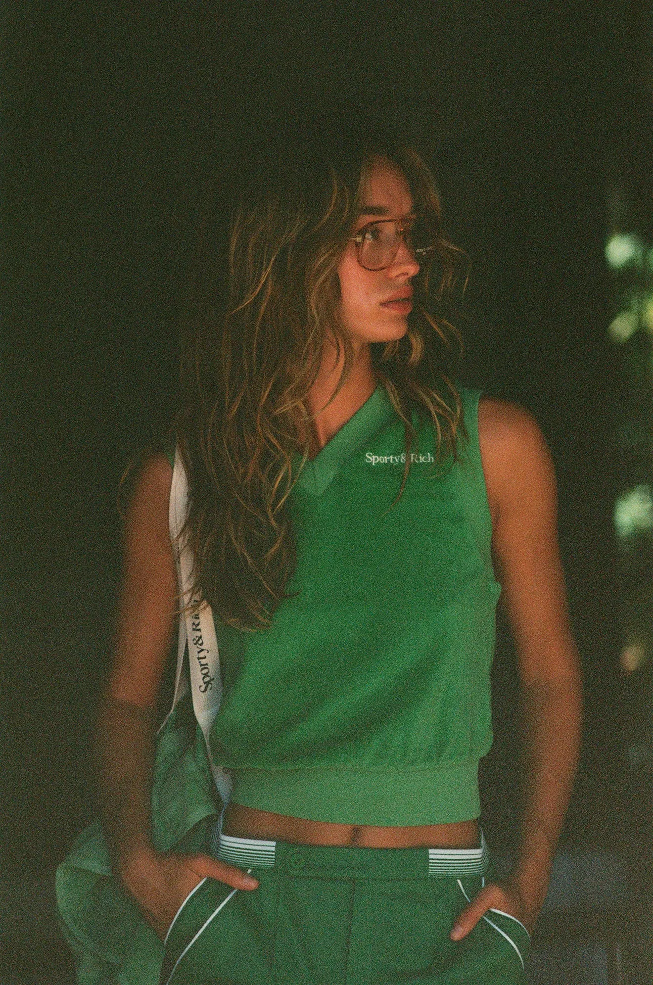 Serif Logo Terry Vest - Verde/White