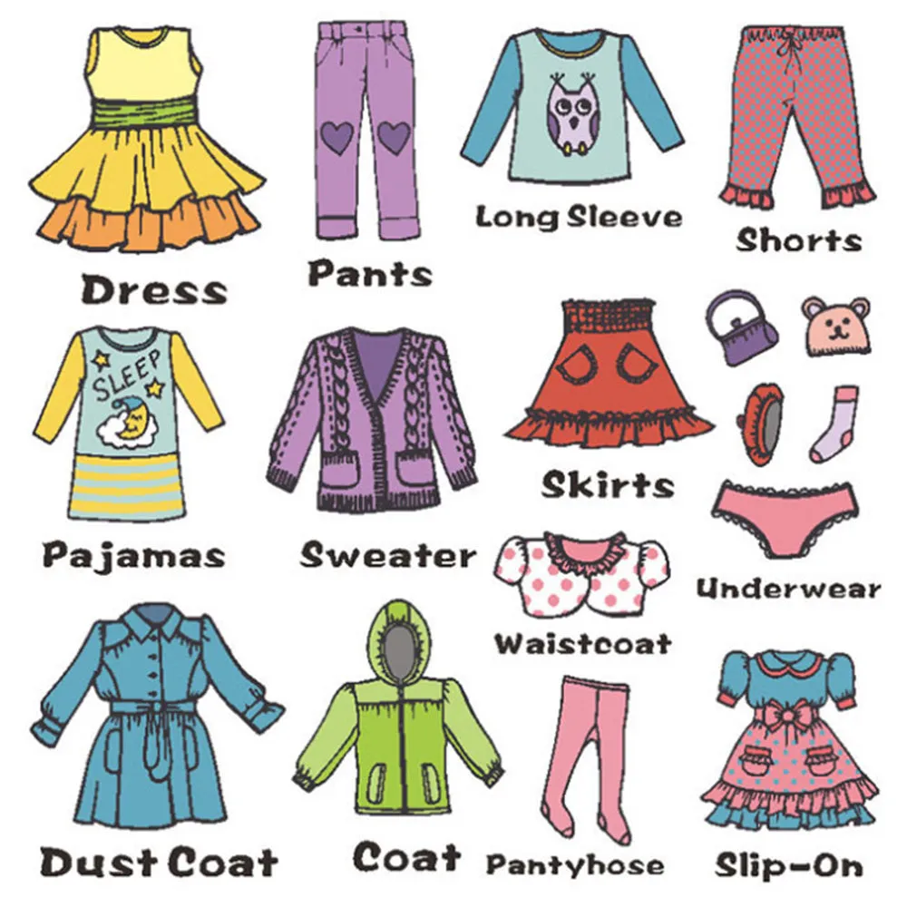 Set of 2 Sheet Dresser Clothing Decal Label Wardrobe Drawer Clothing Classification Stickers