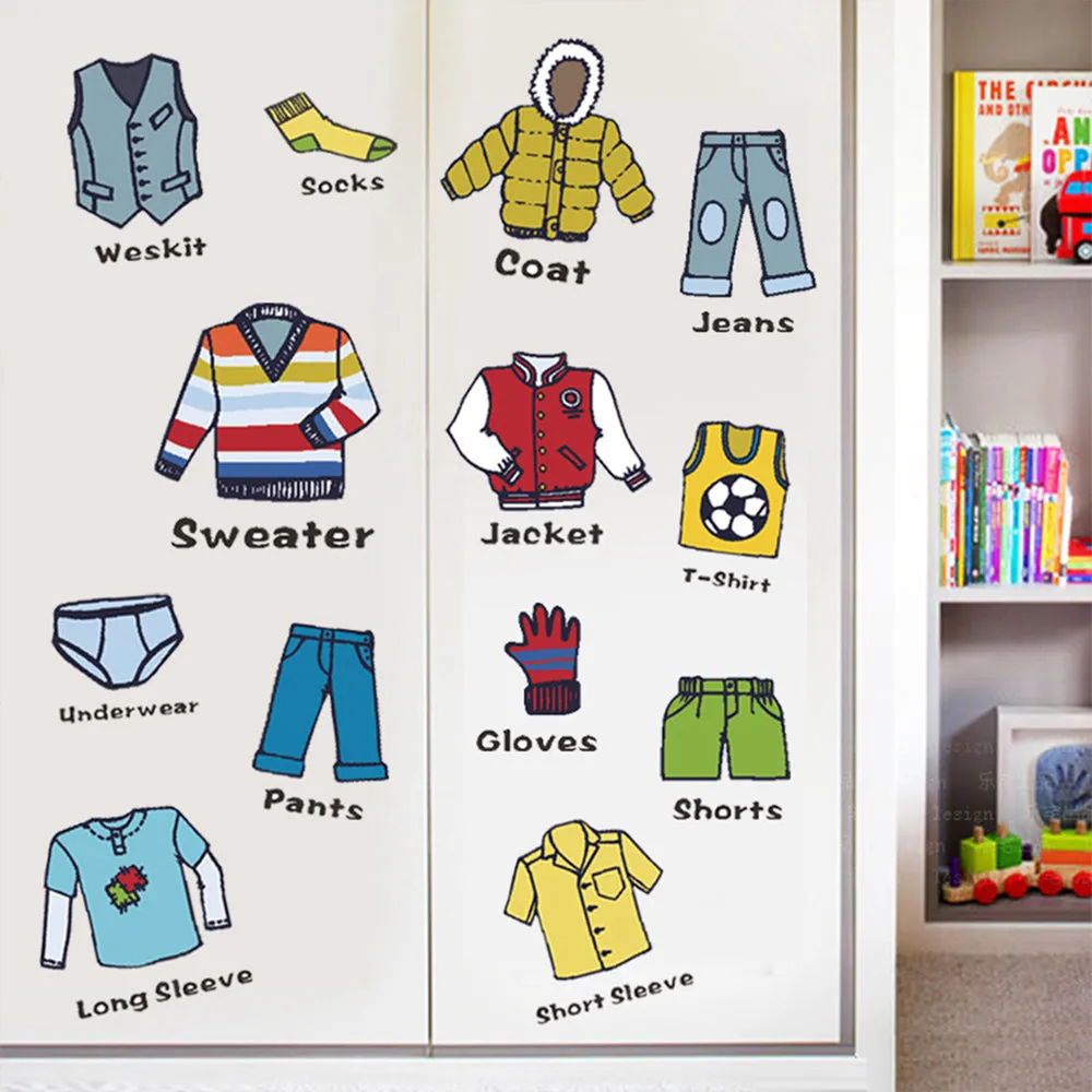 Set of 2 Sheet Dresser Clothing Decal Label Wardrobe Drawer Clothing Classification Stickers