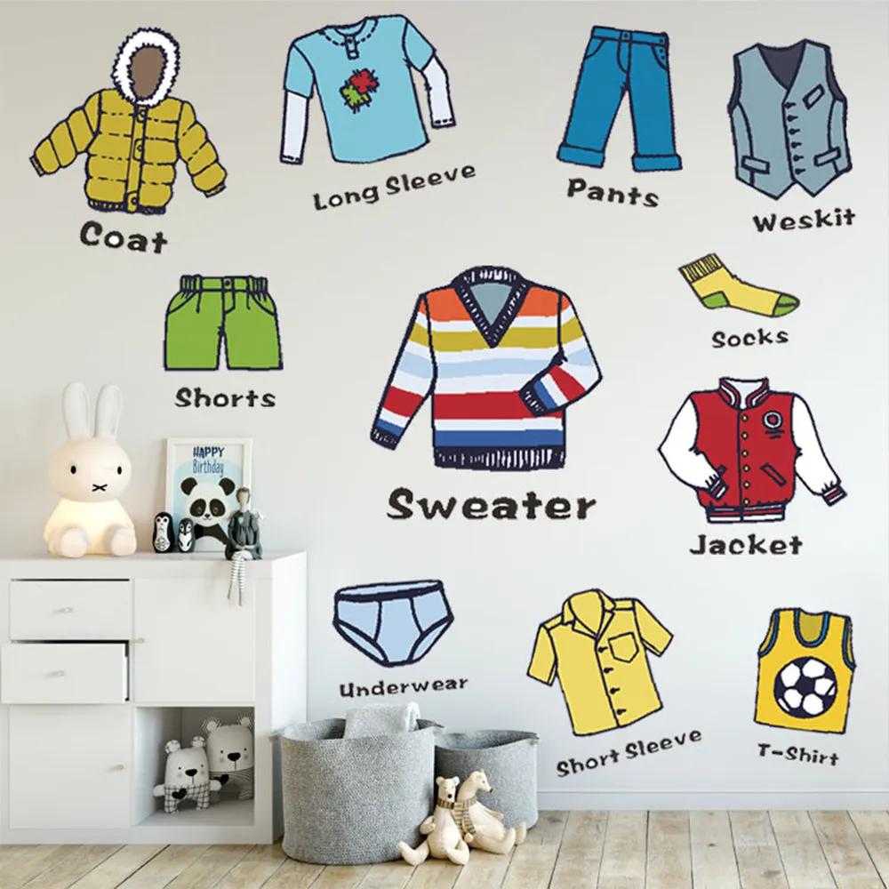 Set of 2 Sheet Dresser Clothing Decal Label Wardrobe Drawer Clothing Classification Stickers