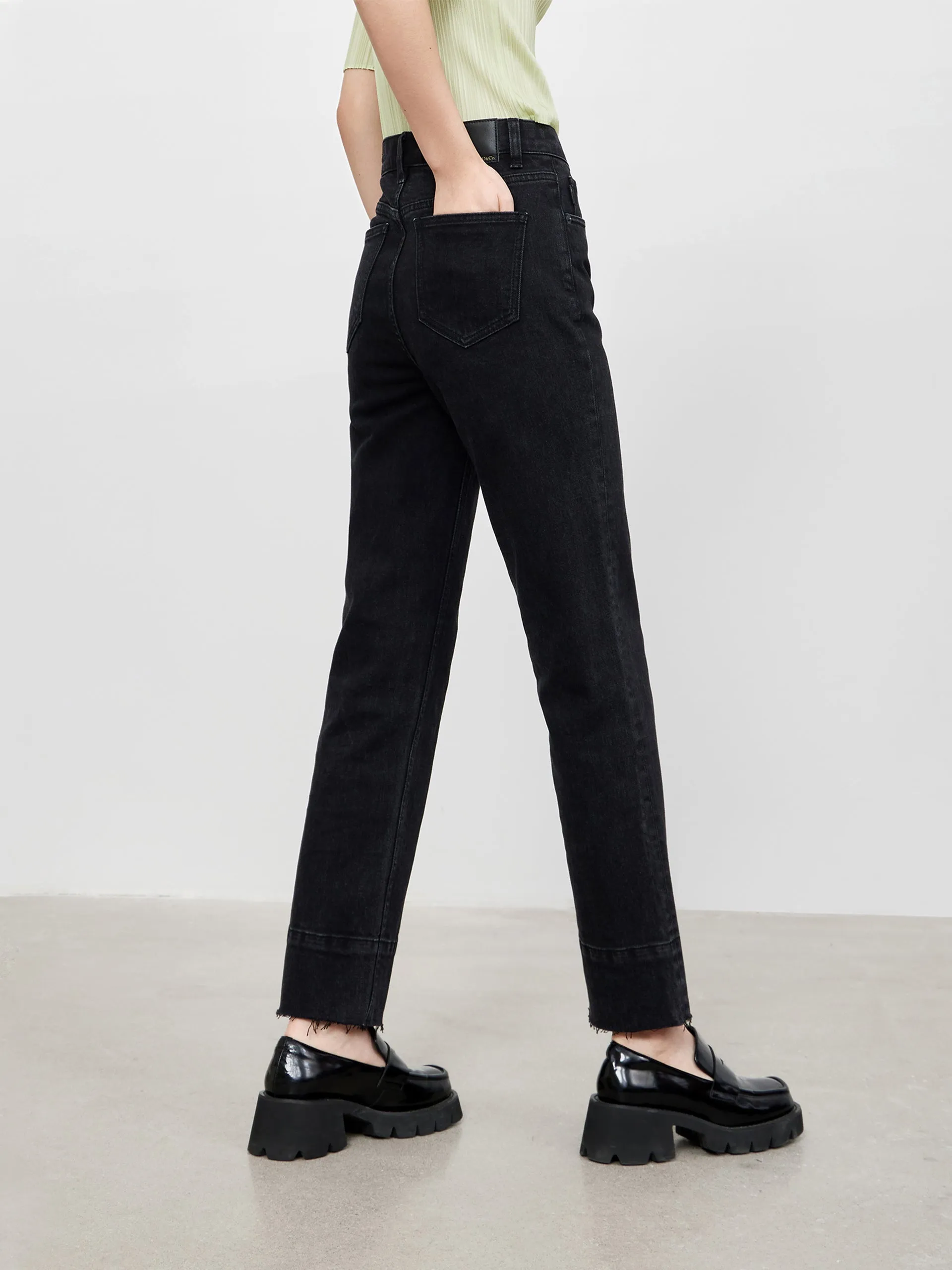 Straight Frayed Cotton Jeans