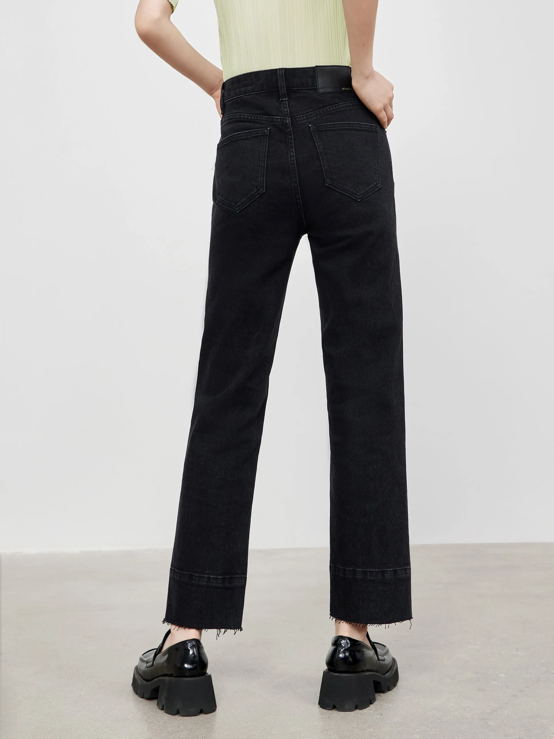 Straight Frayed Cotton Jeans
