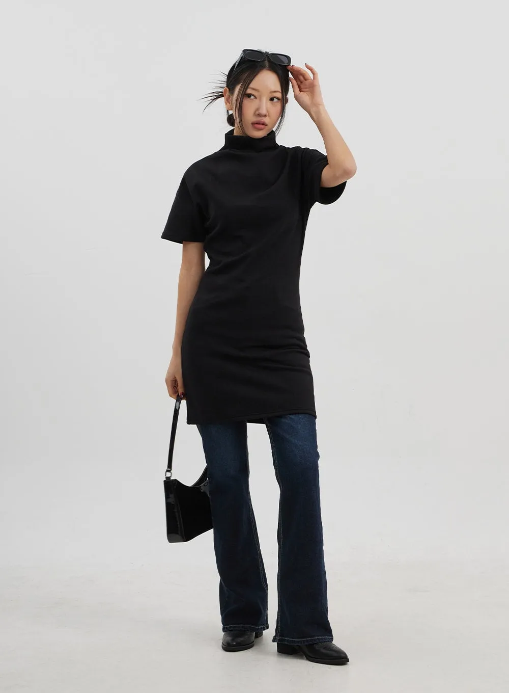 Turtleneck Short Sleeve Mini Dress CJ330