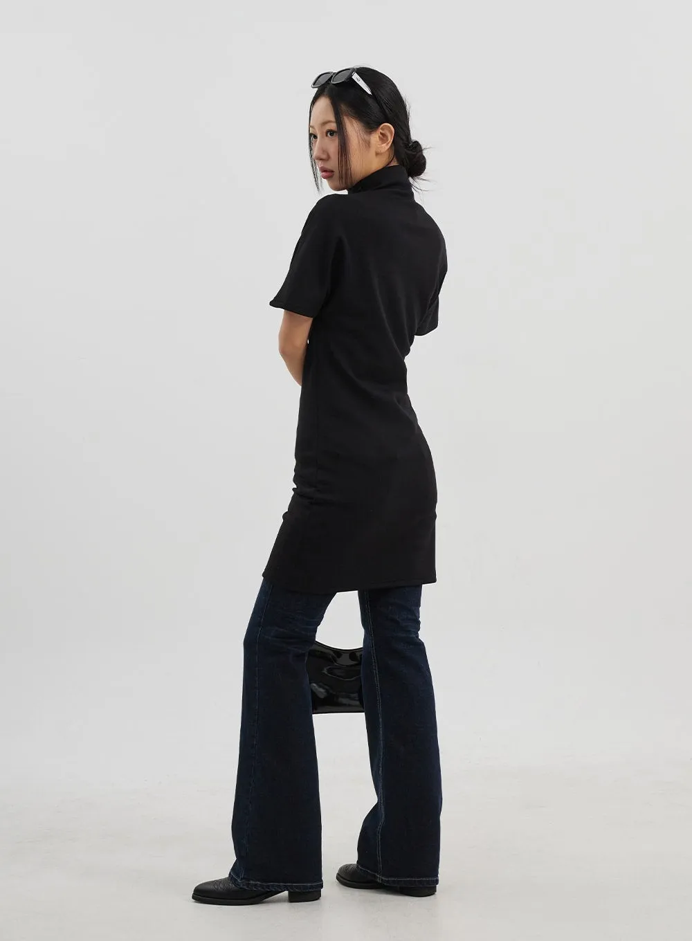 Turtleneck Short Sleeve Mini Dress CJ330