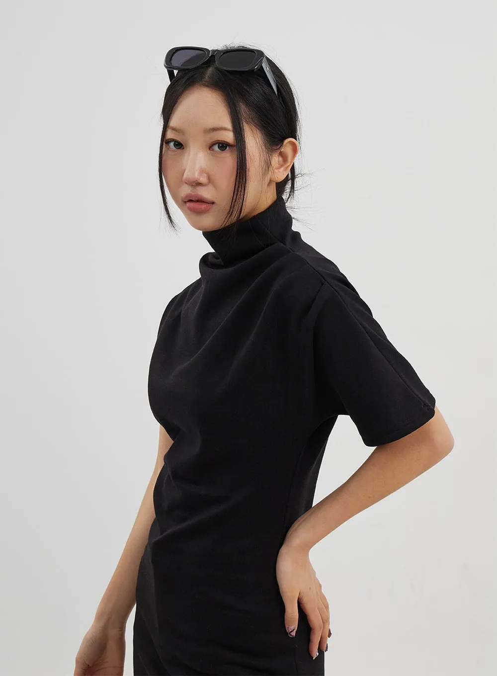 Turtleneck Short Sleeve Mini Dress CJ330