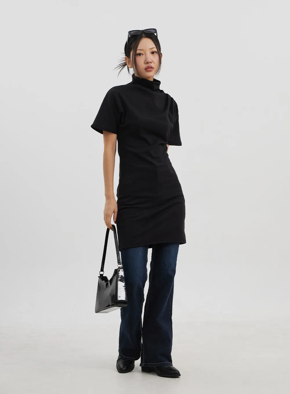 Turtleneck Short Sleeve Mini Dress CJ330