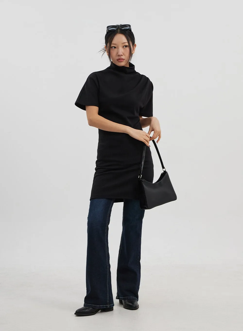Turtleneck Short Sleeve Mini Dress CJ330