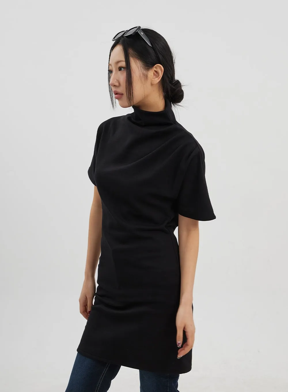Turtleneck Short Sleeve Mini Dress CJ330
