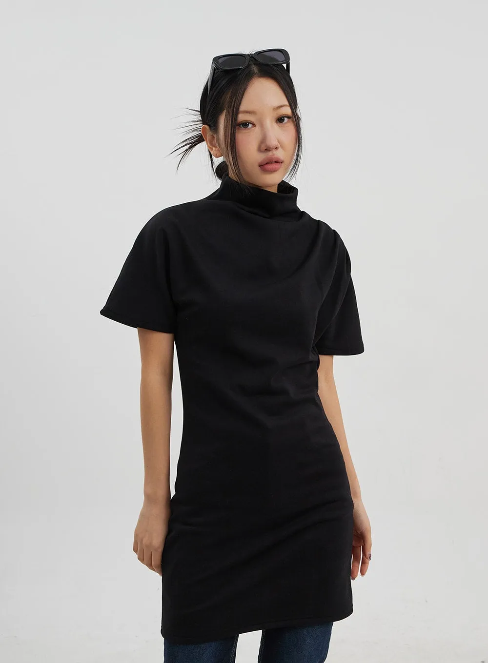 Turtleneck Short Sleeve Mini Dress CJ330