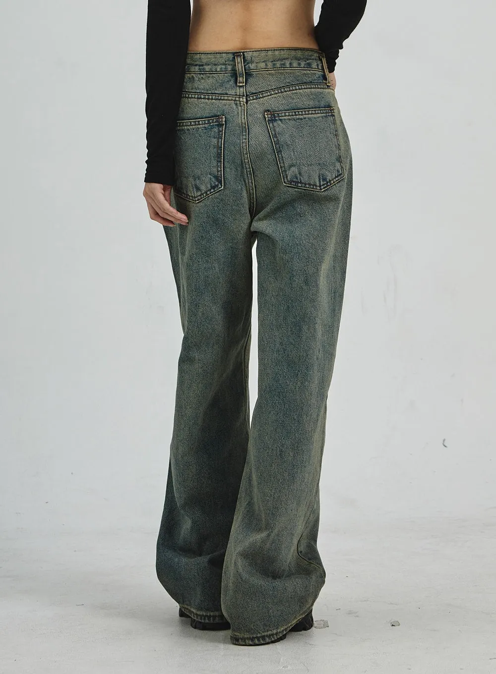 Vintage Washing Wide Leg Jeans CD06