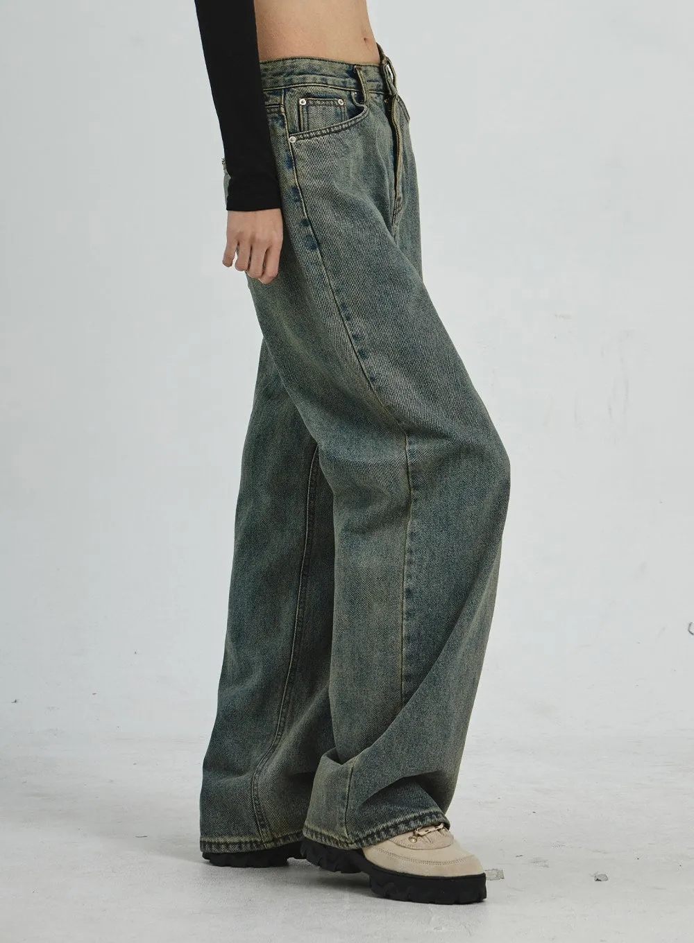 Vintage Washing Wide Leg Jeans CD06
