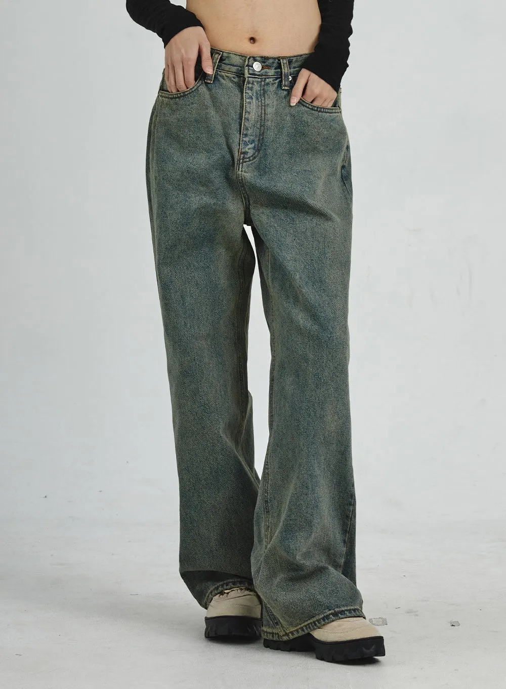 Vintage Washing Wide Leg Jeans CD06