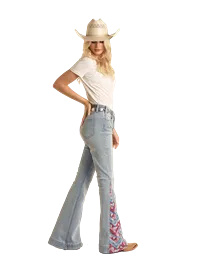 Women's Rock & Roll Hooey Patch Print Trouser Jean