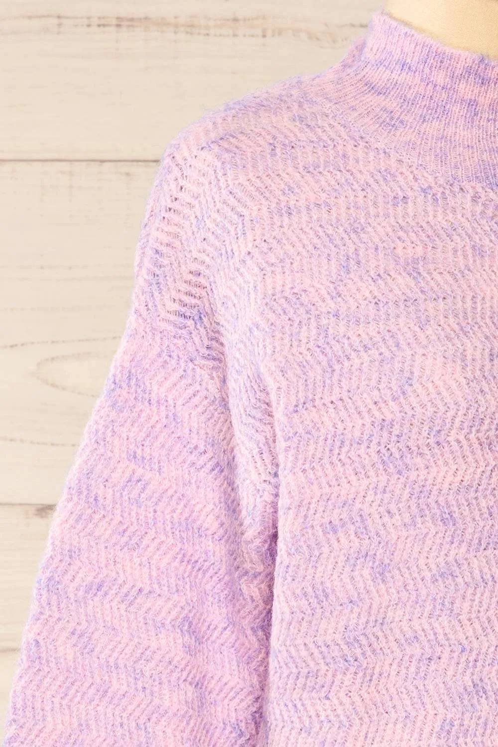 Zurich | Pink & Blue Knit Turtleneck Sweater